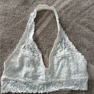 aerie White Lace Halter Bralette